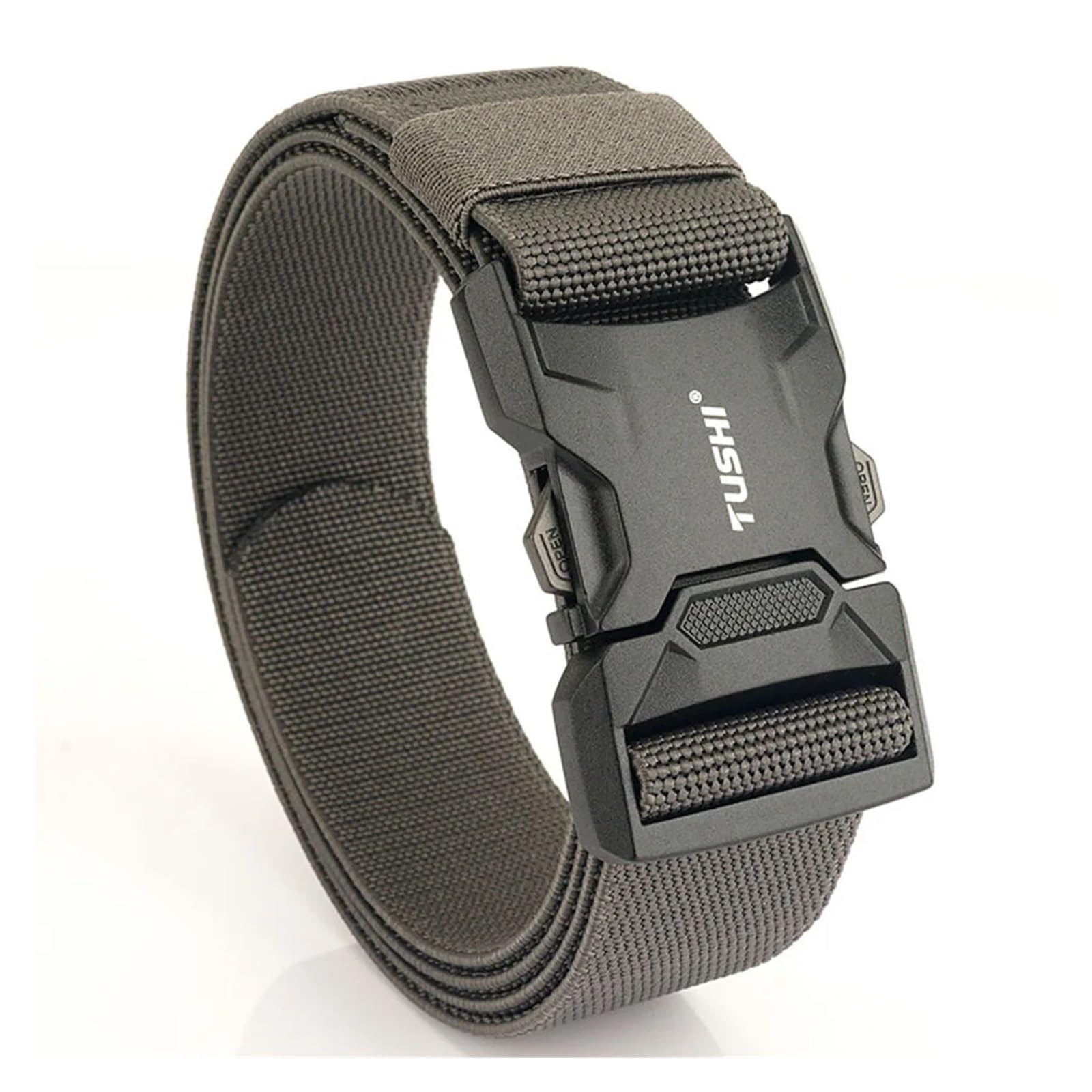 Ratschengurte, Aluminiumlegierung Schnellverschluss Steckbare Schnalle Elastische Gürtel Langlebiger Taktischer Gürtel Cowboy Outdoor Gürtel(Elastic-Grey) von EBAYTV
