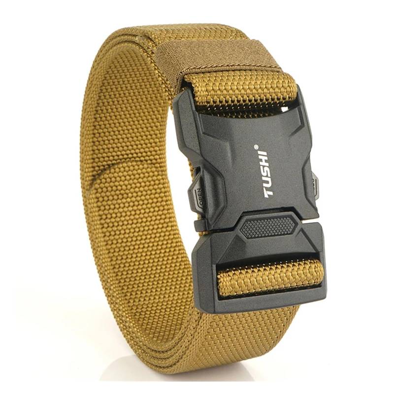 Ratschengurte, Aluminiumlegierung Schnellverschluss Steckbare Schnalle Elastische Gürtel Langlebiger Taktischer Gürtel Cowboy Outdoor Gürtel(Not E-Brown) von EBAYTV