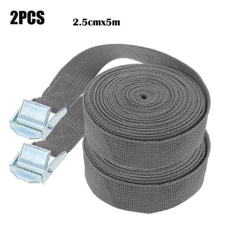 Ratschengurte, Auto-Spannseil, Gepäck-Festgurt, Fracht-Dachträger, Zurrgurte, Ratschen-Bindegurt mit Schnalle, Verstauen, Aufräumen, Ratschengurt(Grey 5m 2pcs) von EBAYTV