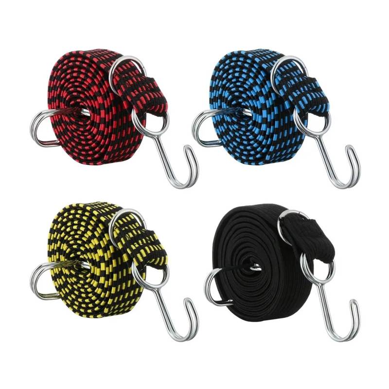 Ratschengurte, Gummibänder Gummi Lugga Seil Schnur Haken Fahrräder Seil Krawatte Fahrrad Lugga Dach Rack Strap Feste Band Haken Auto Zubehör(Black red-1M) von EBAYTV