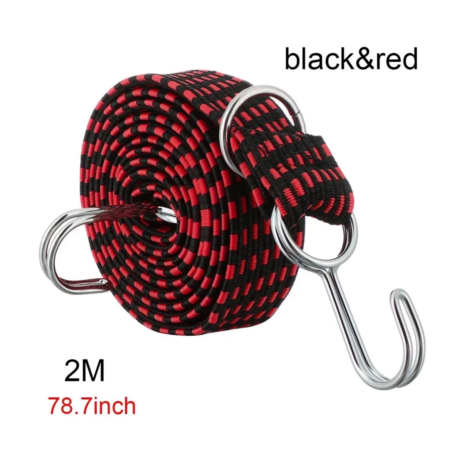 Ratschengurte, Gummibänder Gummi Lugga Seil Schnur Haken Fahrräder Seil Krawatte Fahrrad Lugga Dach Rack Strap Feste Band Haken Auto Zubehör(Black red-2M) von EBAYTV