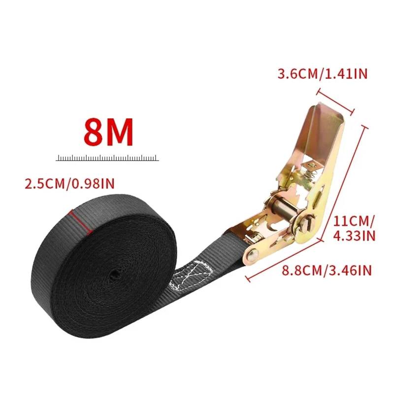 Ratschengurte, LKW-Bindegurtspanner, Kleiner Ratschenspanner, selbstsichernder Seilspanner, Frachtverpackungs- und Befestigungsgurt, Flugzeuggurt(8M) von EBAYTV