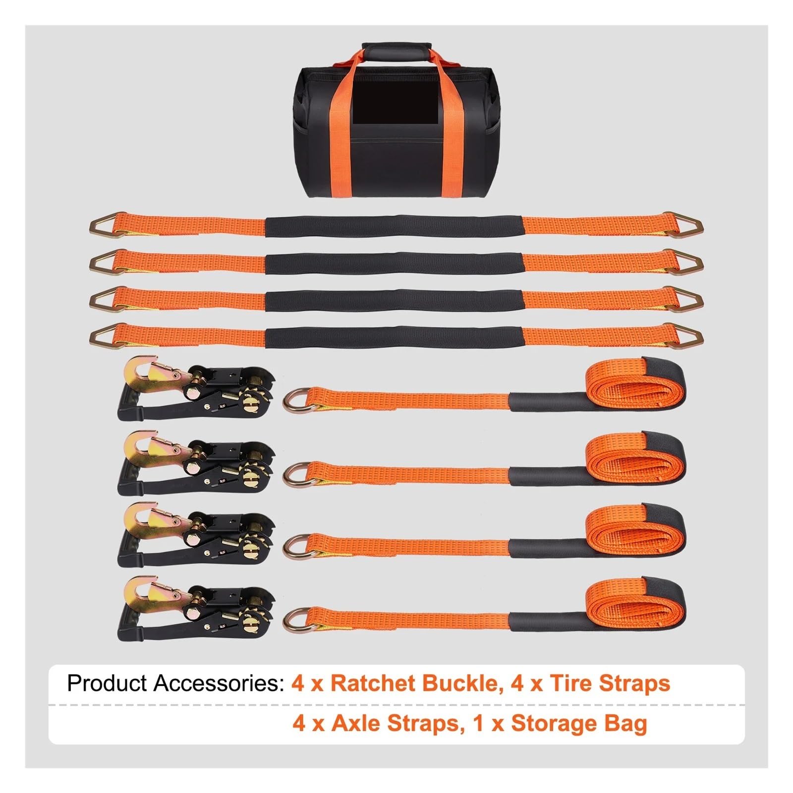 Ratschengurte, Ratschen-Spanngurt-Set, 5,1 x 243,8 cm/304,9 cm Reifengurte, Auto-Spanngurte mit Karabinerhaken for Pkw-LKW-Anhänr(XMS-1) von EBAYTV