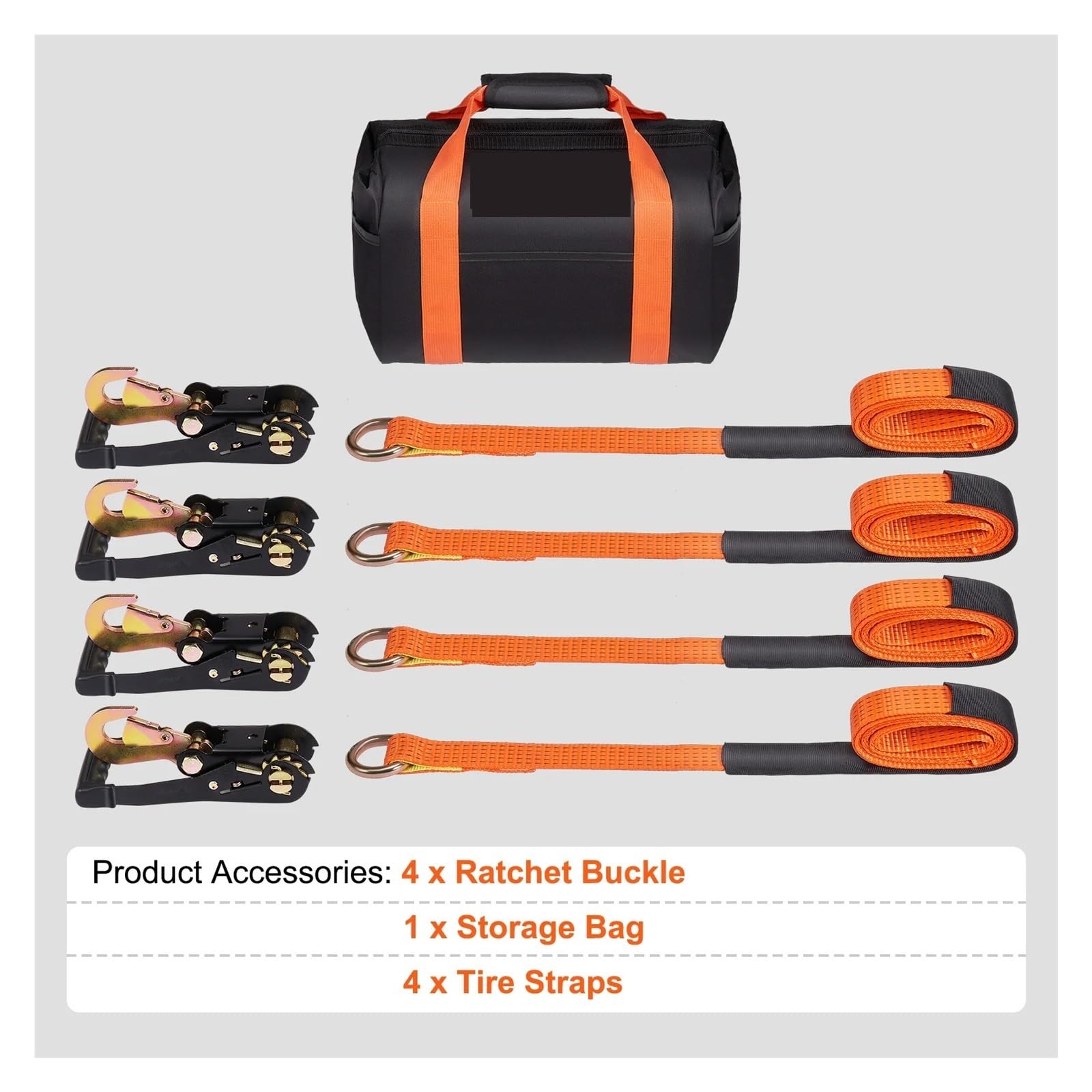 Ratschengurte, Ratschen-Spanngurt-Set, 5,1 x 243,8 cm/304,9 cm Reifengurte, Auto-Spanngurte mit Karabinerhaken for Pkw-LKW-Anhänr(XMS-3) von EBAYTV