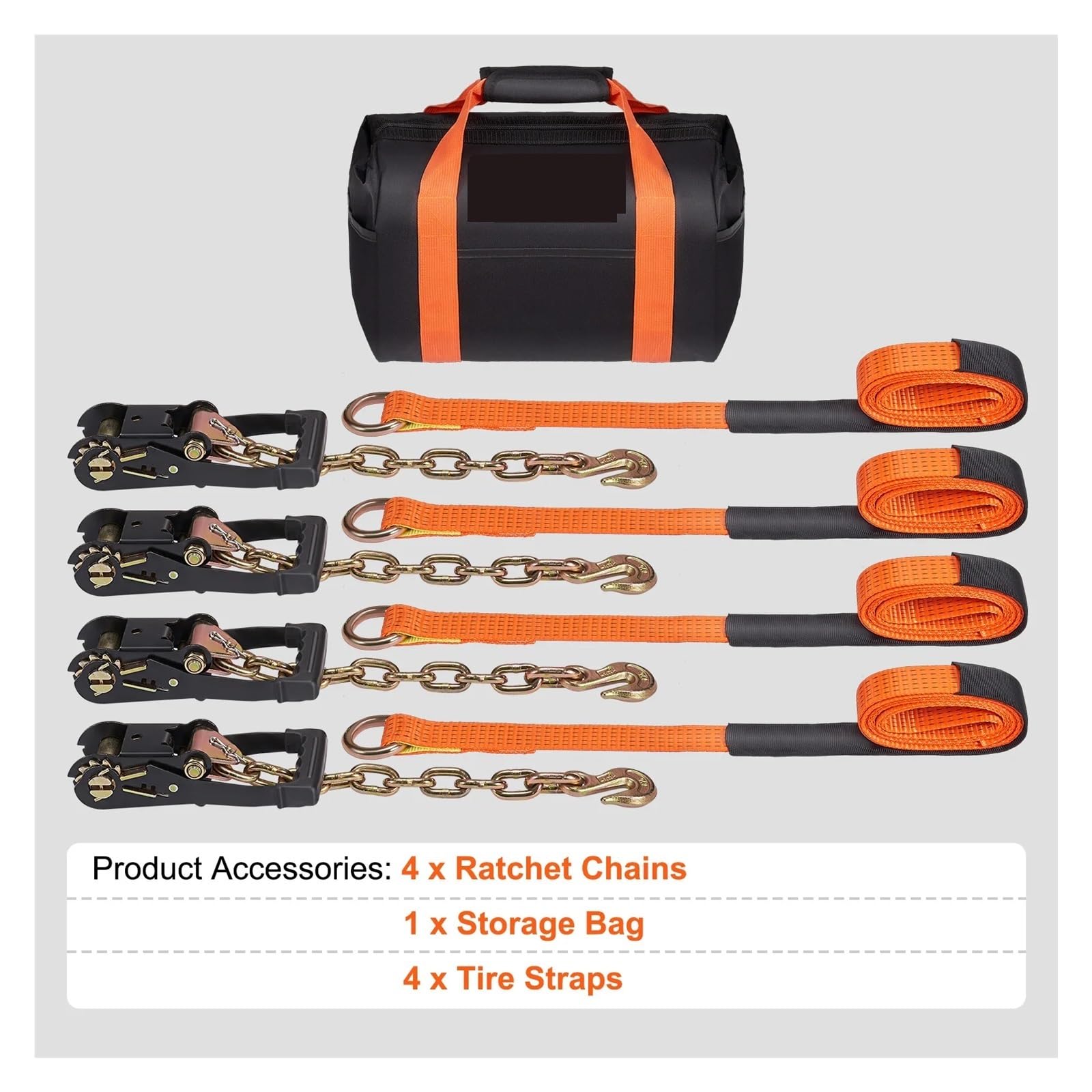 Ratschengurte, Ratschen-Spanngurt-Set, 5,1 x 243,8 cm/304,9 cm Reifengurte, Auto-Spanngurte mit Karabinerhaken for Pkw-LKW-Anhänr(XMS-4) von EBAYTV