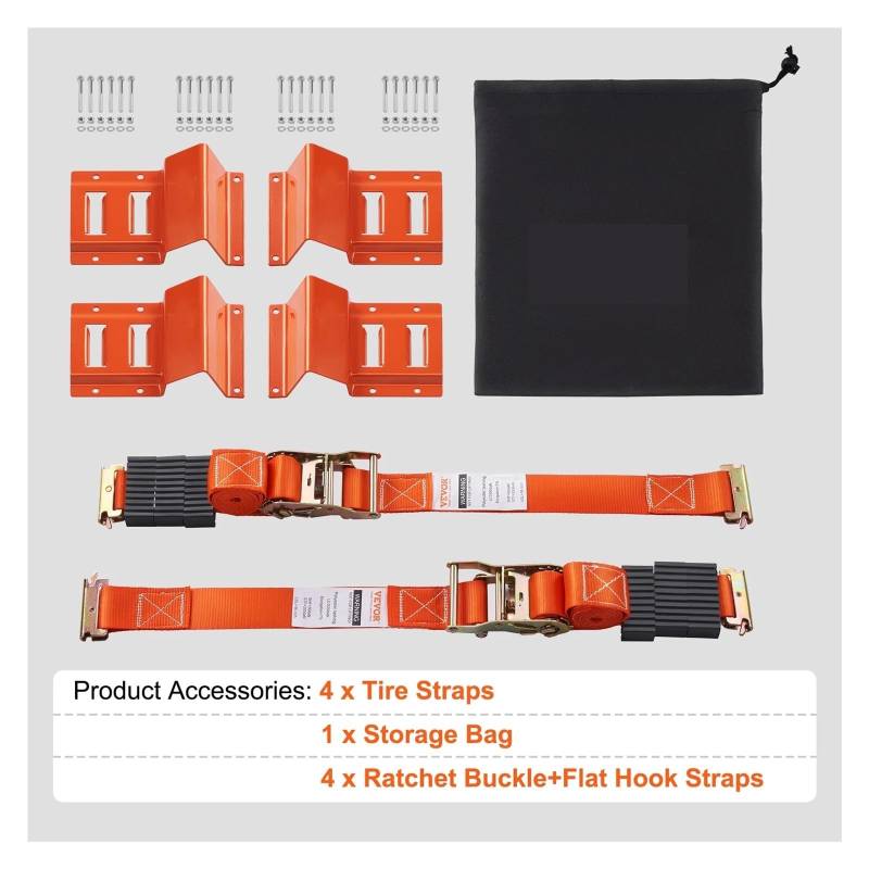 Ratschengurte, Ratschen-Spanngurt-Set, 5,1 x 243,8 cm/304,9 cm Reifengurte, Auto-Spanngurte mit Karabinerhaken for Pkw-LKW-Anhänr(XMS-5) von EBAYTV