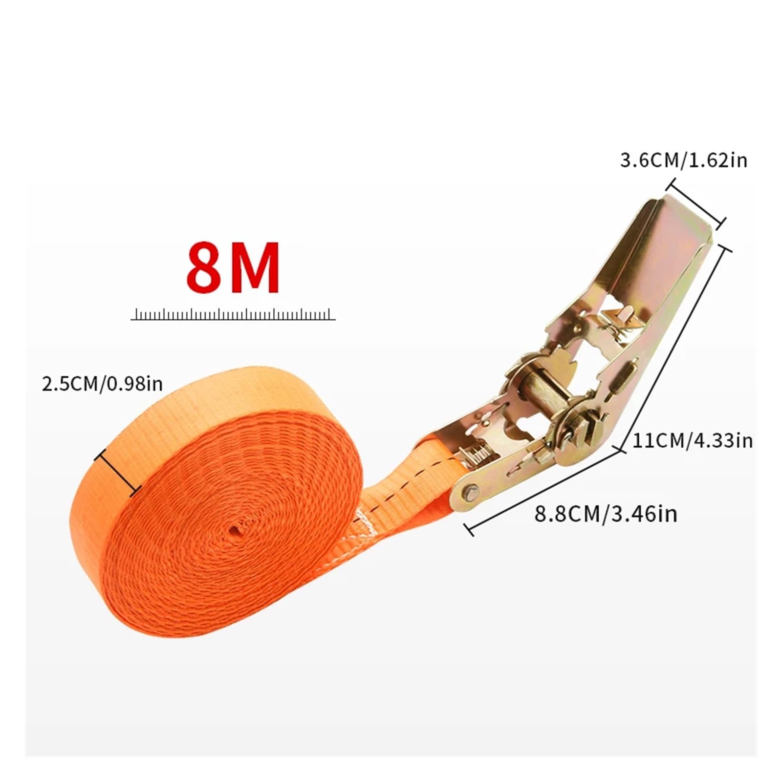 Ratschengurte, Robuster Ratschengurt for die Frontladung von Pkw und LKW mit Metallschnalle – verstellbare, sichere Befestigung for den sicheren Transport von päck(8M) von EBAYTV