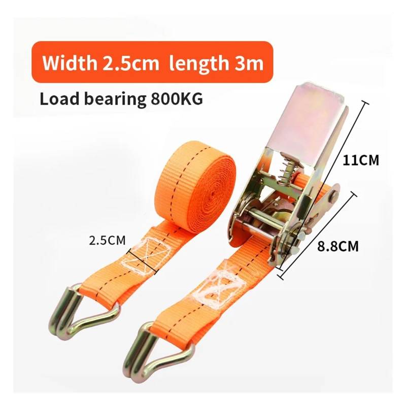 Ratschengurte, for den sicheren päcktransport: Robuster Ratschengurt for die Frontladung von Pkw und LKW mit Metallschnalle – verstellbar, sichere Befestigung(300cm) von EBAYTV