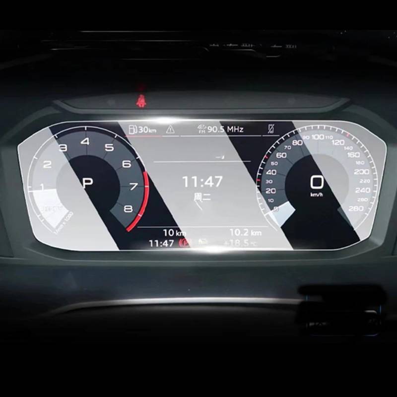 EBDFGHK Cockpit Schutzfolie Kompatibel Mit Für Q3 2019 2020 Autonavigations-Displayschutzfolienaufkleber Displayschutzfolie Aus Gehärtetem Glas Autozubehör(RHD 10.25 Instrument) von EBDFGHK