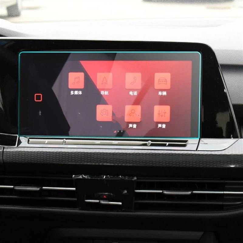 EBDFGHK Cockpit Schutzfolie Kompatibel Mit VW Für Golf 8 2021 Autonavigations-Displayschutzfolienaufkleber Displayschutzfolie Aus Gehärtetem Glas Autozubehör(No USB Hole) von EBDFGHK