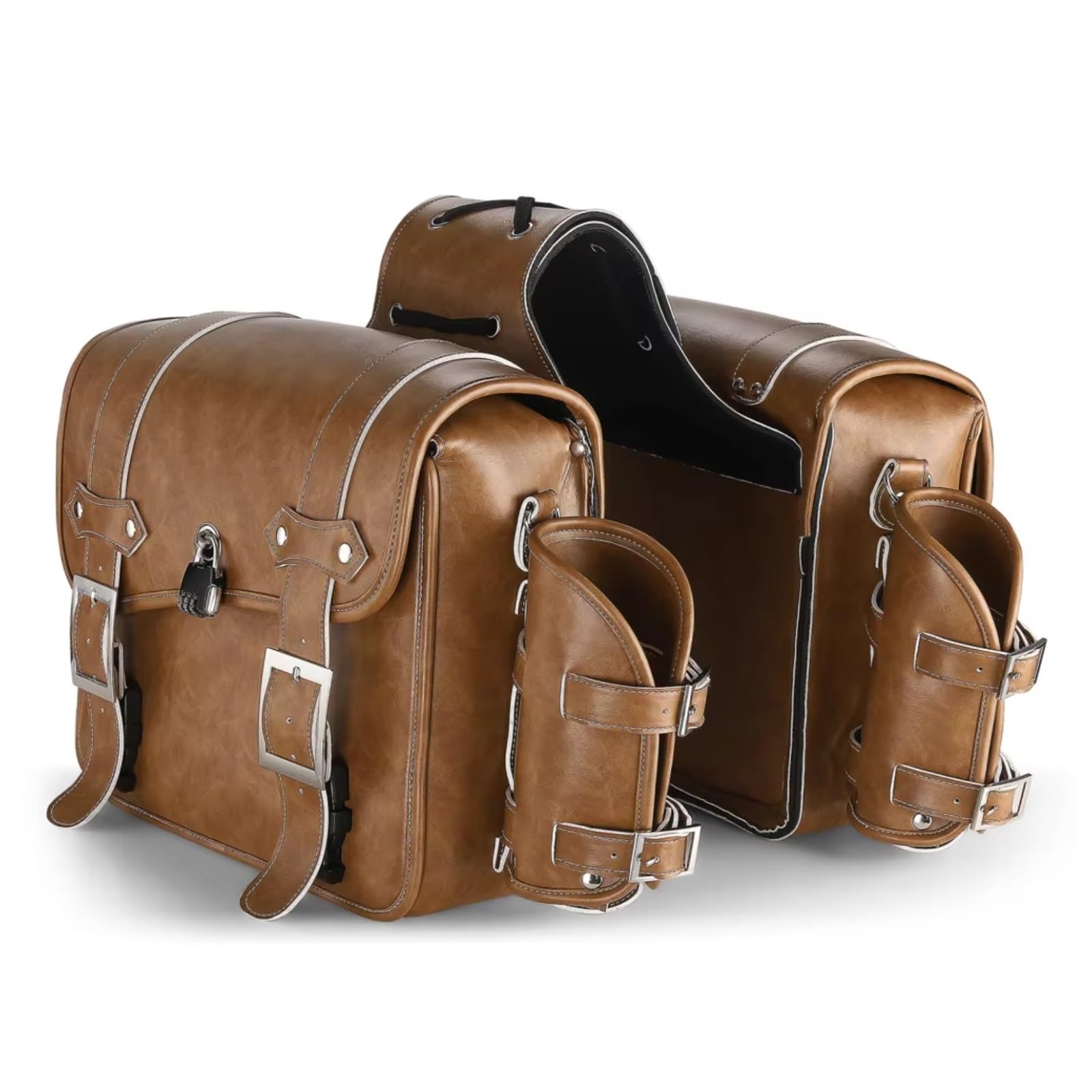 EBDFGHK Motorrad Satteltasche Motorrad Satteltasche Rücksitztasche Groß Für Kapazität Motorradtasche Reittasche Aufbewahrung Von Motorradwerkzeugen Seitentasche Universell(Brown) von EBDFGHK