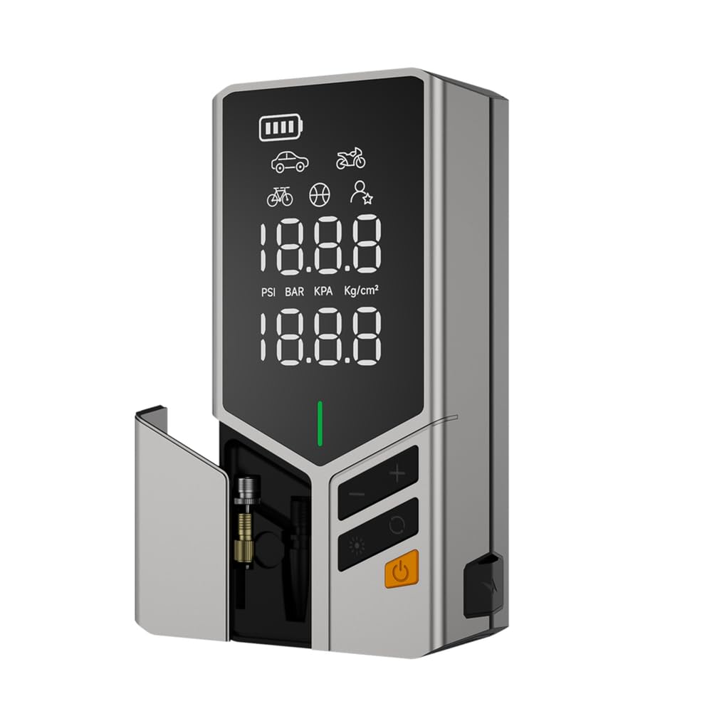 Luftkompressor mit Starthilfe,Portabler Kompressor für Autos,Starter-Powerbank mit 44,4 Wh Batterie,Booster für PKW,10in1 akku Luftpumpe mit LED-Light,USB-Ladefunktion,Reise-Set und Notfallwerkzeug von EBOSSOM