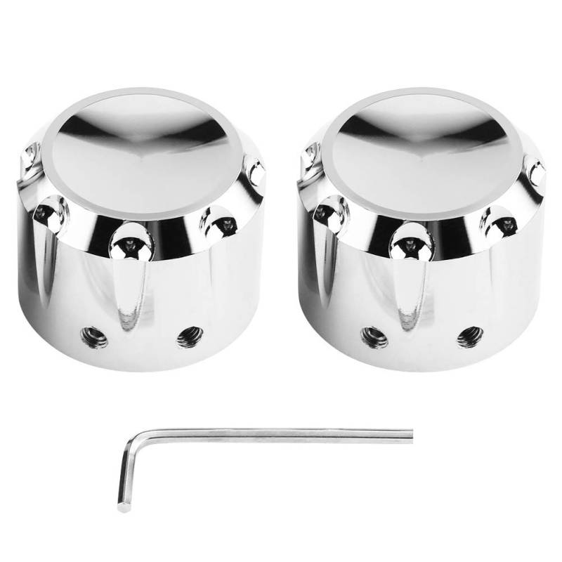 2 Stücke CNC Aluminium Motorrad Vorderachse Schädel Mutter Bolzen Abdeckkappe Harley Achsabdeckungen Motorrad Mutter Breakout Frontabdeckung 03 Electra Glide Softail Classic(Galvanisiertes Silber) von EBTOOLS