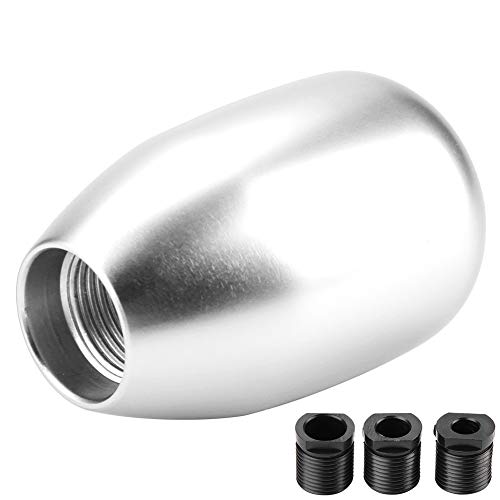 Auto 5 Gang Schaltknauf, langlebiger Schaltknauf Schalthebel aus Metall mit 3 Adaptern 8/10 / 12mm(Silber) von EBTOOLS