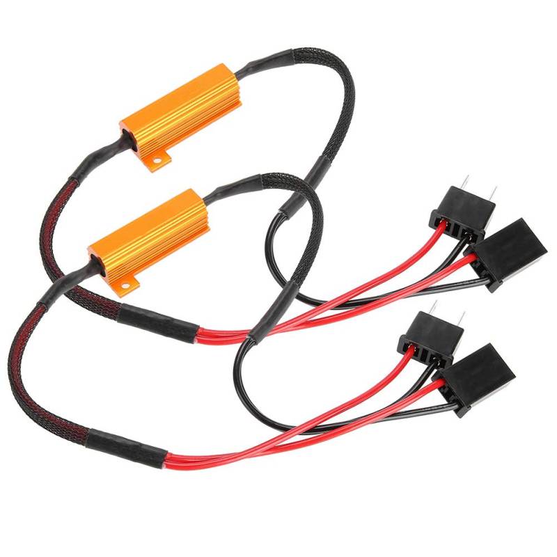 Auto Lastwiderstand Auto LED Lastwiderstand Decoder 2Pcs Auto LED Decoder für H7 Scheinwerfer Anti Hyper Flash kein Fehler Lastwiderstand Verdrahtung von EBTOOLS