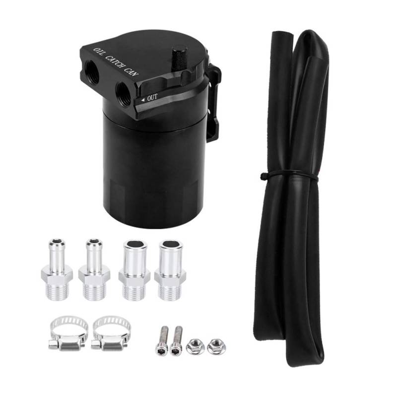 Oil Catch Tank-Auto Oil Catch Tank Oil Catch Can Baffled Auto Motor Ölbehälter Catch Can Breather Tank Kit Universal Aluminium Auto Motorölbehälter Catch Can Breather Tank Kit Schwarz von EBTOOLS