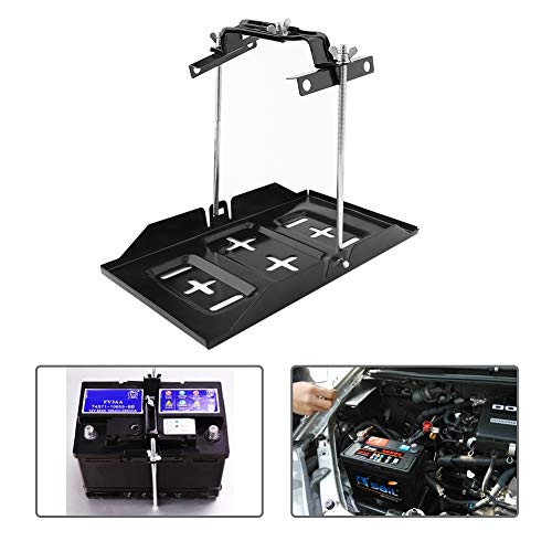 Batteriehalter KFZ, Universal-Batterietablett aus Metall mit Verstellbarer Klemme, Halterungen für die Autobatterie, mit Klemmen-Set, Verstellbare Befestigung Batteriehalter KFZ, Universal-Batterietablett aus Metall mit Verstellbarer Klemme, Halterungen für die Autobatterie, mit Klemmen-Set, Verstellbare Befestigung von EBTOOLS