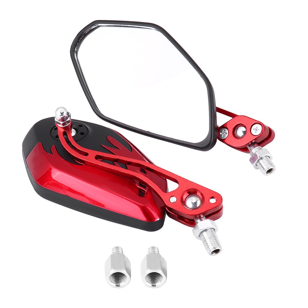 Moped Spiegel-1 Paar Universal Motorrad Roller Aluminium Flammenmuster Seite Rückspiegel 8Mm (Rot) von EBTOOLS