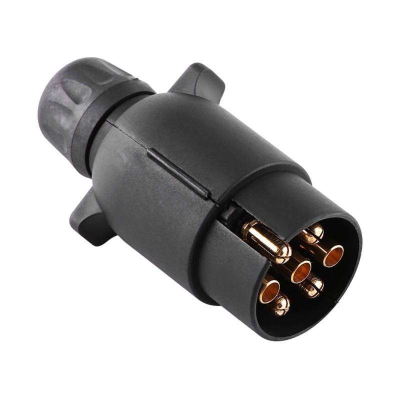 EBTOOLS 7-poliger Anhängerstecker 12V 7-poliger Elektrischer Anhängerstecker Typ N 7-poliger Wohnwagen-Verkabelungsstecker-Adapter Kunststoff Schwarz von EBTOOLS