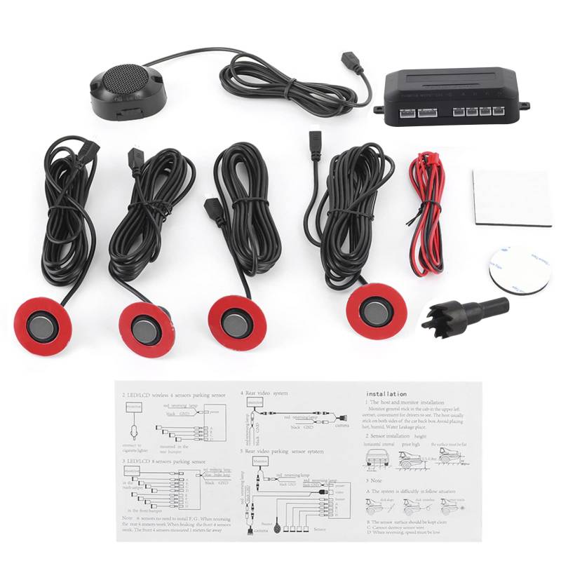 EBTOOLS Car Reverse Backup-Parksensor-Radarsystem, 16,5 mm Auto-eingebauter Backup-Radarsensor-Umkehrhilfe mit Audio-Summer-Zusatzsatz(Grau) von EBTOOLS