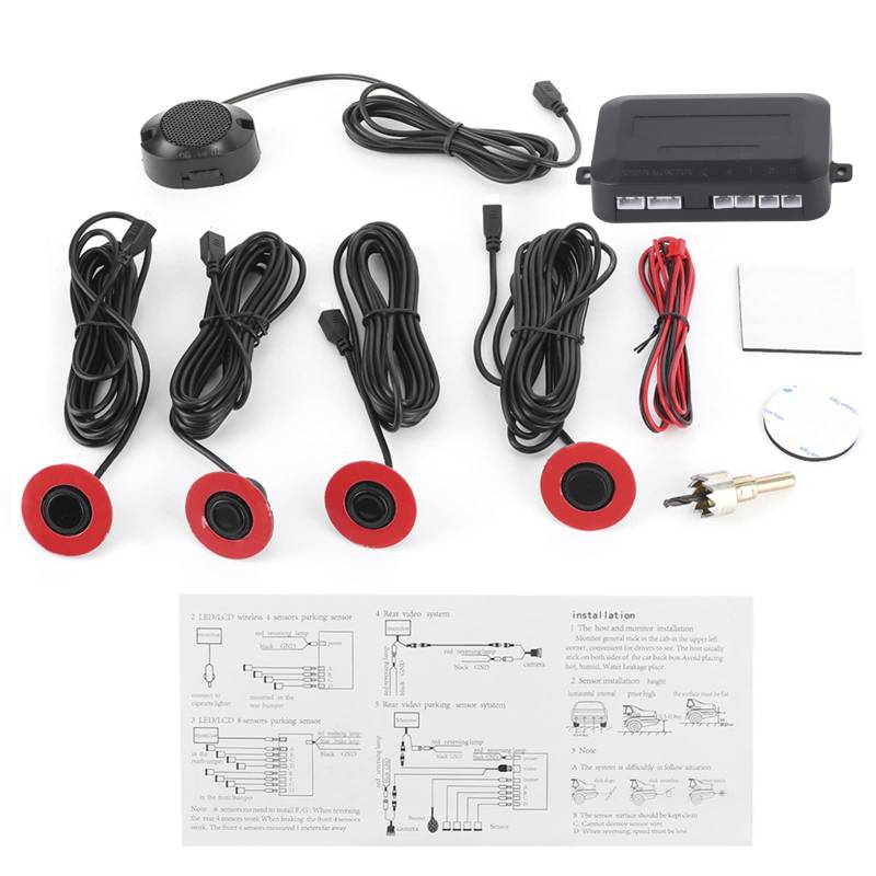 Car Reverse Backup-Parksensor-Radarsystem, 16,5 mm Auto-eingebauter Backup-Radarsensor-Umkehrhilfe mit Audio-Summer-Zusatzsatz(Schwarz) von EBTOOLS