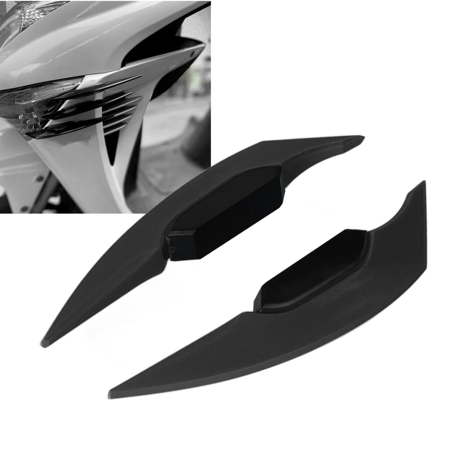 Motorrad Side Winglet 1 Paar Motorrad Aerodynamic Winglet Side Air Deflector Aerodynamic Wing Spoiler Universal für Motorrad Elektrofahrräder(Schwarz) von EBTOOLS