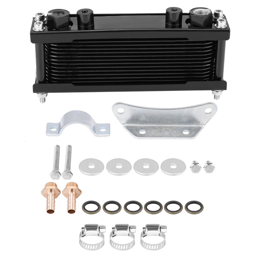 EBTOOLS Motorradölkühler, Upgrade Aluminiumlegierung Motorölkühler Kühler 50CC-200CC Universal(Schwarz) von EBTOOLS