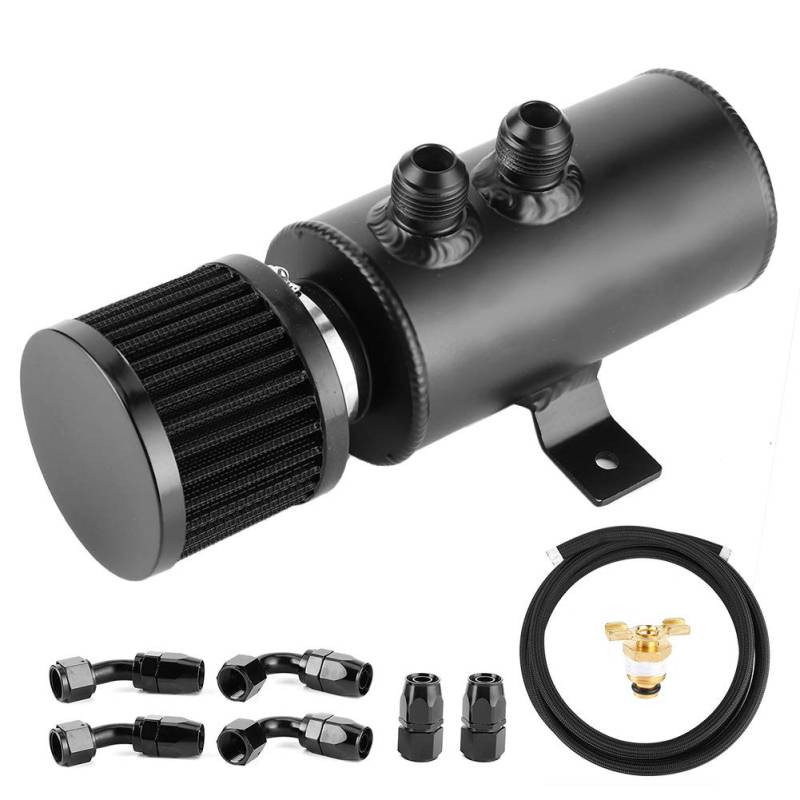 EBTOOLS Ölfangdose, 0,75 l AN10 Ölfangdose Öltank-Entlüftungsbehälter mit 9,8-Fuß-Schlauchanschluss-Kit Universal Car Modified Parts Autozubehör von EBTOOLS