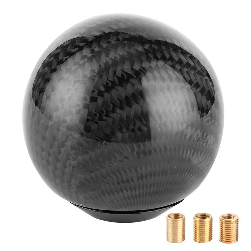 EBTOOLS Rundkugel-Schaltknauf, Auto-Schaltknauf mit Adaptern Universal Black Carbon Fiber Schalthebelkopf Autozubehör von EBTOOLS