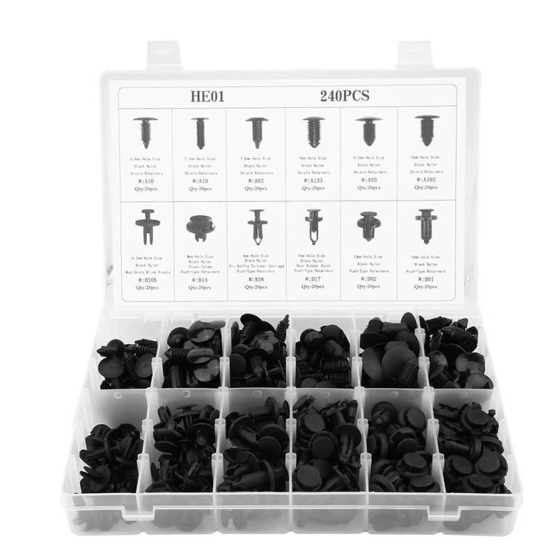 Elerose 240 Pcs Befestigung Clips,12 sortiert Car Body Trim Clips Universal Türverkleidung Klammern Stoßstangen Push Pin Nieten Clip Set mit Reparatur Werkzeug von EBTOOLS