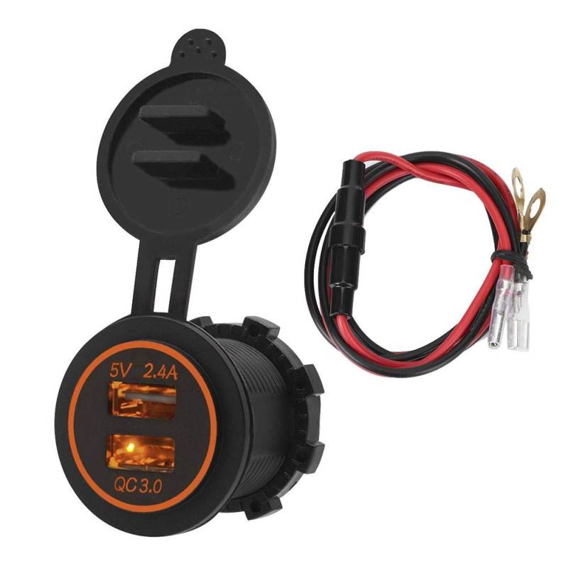 QC 3.0 USB Steckdose Quick 3.0 Auto Ladegerät USB Quick KFZ Ladegerät Einbau Buchse Wasserdichtes Dual USB Auto Handy Tablet Ladegerät Sicherheit Schnellladung für QC 3.0 von EBTOOLS