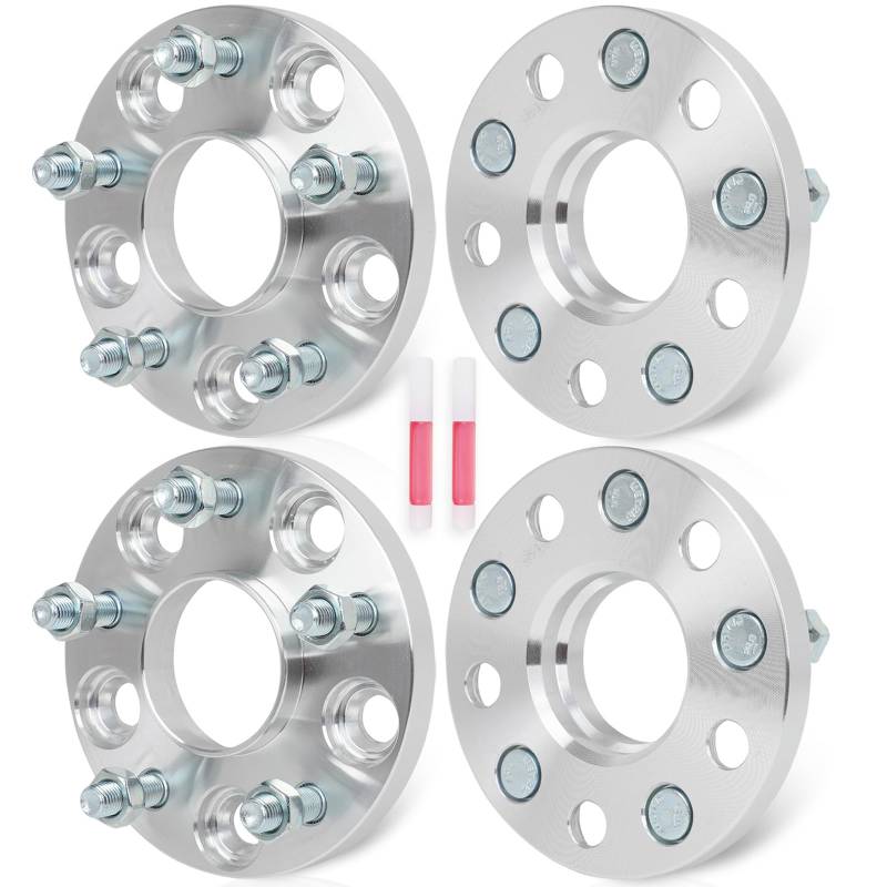ECCPP 4 Stück 15 mm Spurverbreiterung 5 x 4,5 5 x 114,3 Radabstandshalter Adapter-Set mit M 12 x 1,5 64,1 mm Nabenbohrung für Accord Civic CL Crosstour CR-V CR-Z CSX Element HR-V ILX 5 Lug Silber von ECCPP