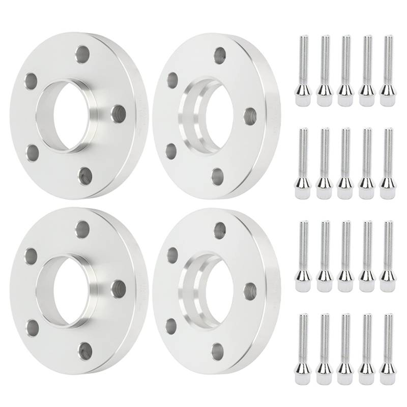 ECCPP 4 Stück 20 mm Spurverbreiterung 5 x 3,94/5 x 4,41 5x100/5x112 Spurverbreiterung Adapter-Kit mit M 12x1,5 66,6 mm Nabenbohrung für C220 C230 C240 C280 C32 AMG C320 C4 3 AMG 5 Silberfarbenes von ECCPP