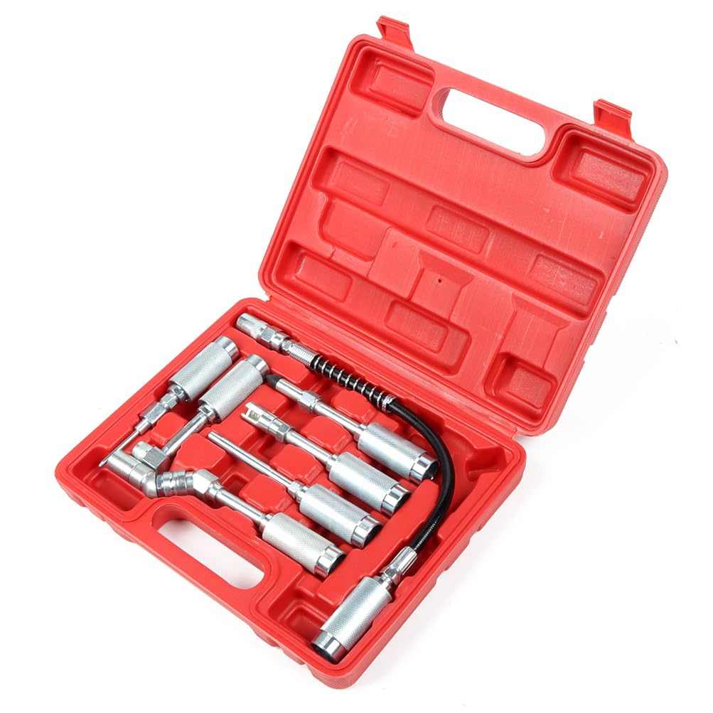 ECCPP 7-teiliges Fettpressen-Adapter-Set mit Schmierschlauchverschraubung, Zerk-Spitze, Sortiment-Set mit Fettpressen-Schlauch ECCPP 7-teiliges Fettpressen-Adapter-Set mit Schmierschlauchverschraubung, Zerk-Spitze, Sortiment-Set mit Fettpressen-Schlauch von ECCPP