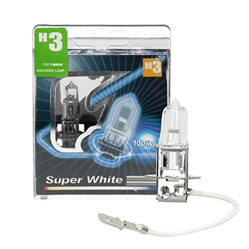 ECD Germany 2 Stück Halogen Scheinwerferlampe H3 6000K Weiß W12V 100W 200 Lumen, Glühbirne Birne Glühlampe Autolampe Lampe, einfache Installation von ECD Germany