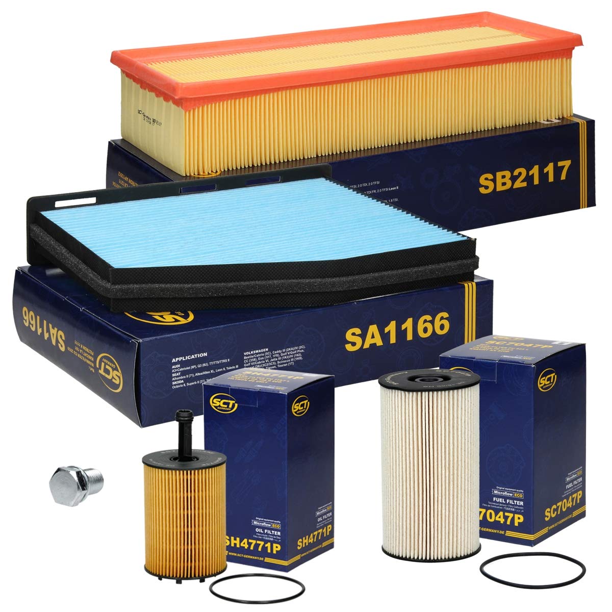 Inspektionspaket Wartungspaket Filterset 1 x Ölfilter 1 x Luftfilter 1 x Innenraumfilter 1 x Kraftstofffilter 1 x Ölablassschraube mit Dichtring Inspektionspaket Wartungspaket Filterset 1 x Ölfilter 1 x Luftfilter 1 x Innenraumfilter 1 x Kraftstofffilter 1 x Ölablassschraube mit Dichtring von ECD Germany