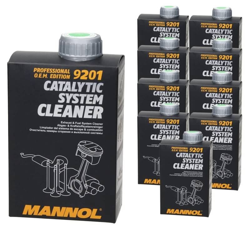 MANNOL 9201 Catalytic System Cleaner 10 x 500 ml, Abgas - & Kraftstoffsystemreiniger, Katalysator System Reiniger, Benzin Reiniger, Abgasreiniger Katalysatorschutz, Professionell O.E.M. Edition von ECD Germany