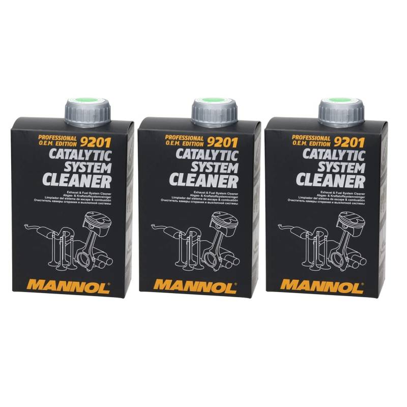 MANNOL 9201 Catalytic System Cleaner 3 x 500 ml, Abgas - & Kraftstoffsystemreiniger, Katalysator System Reiniger, Benzin Reiniger, Abgasreiniger Katalysatorschutz, Professionell O.E.M. Edition von ECD Germany