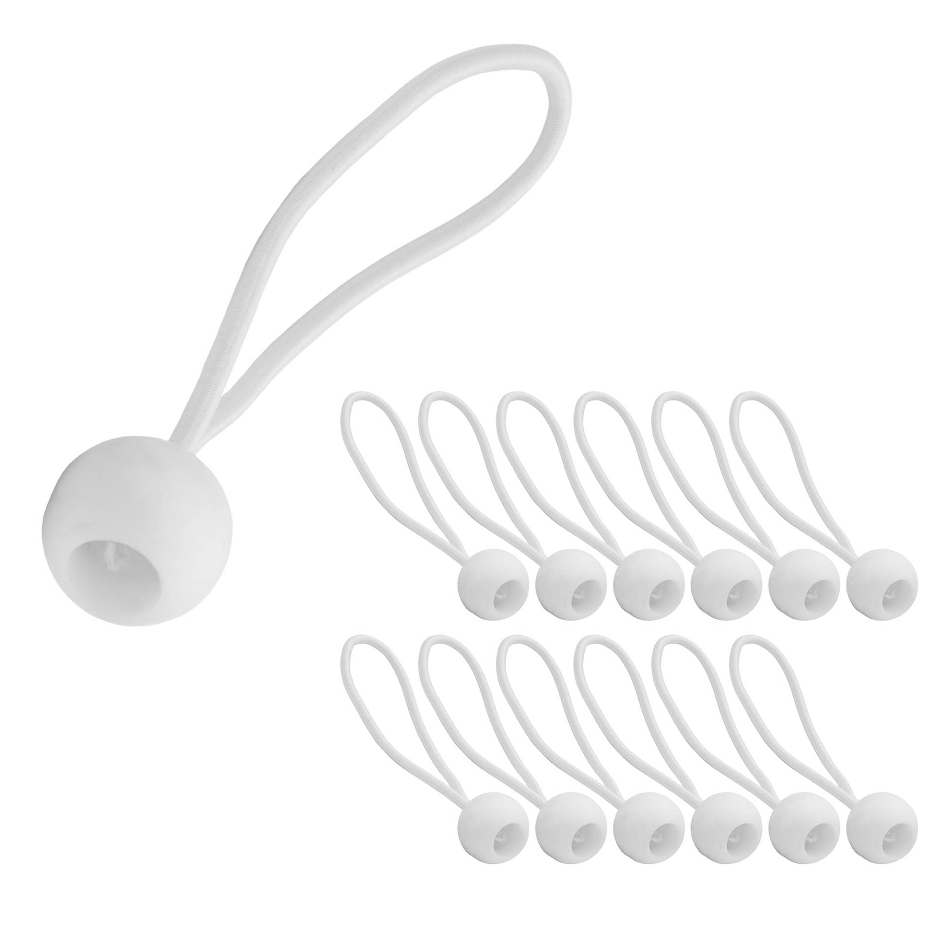 ECENCE 12x Spanngummi, Planenspanner Set, Expanderschlingen mit Kunststoff-Kugel, Zeltgummis für Planen, Pavillons, Zelte, Starke Spannkraft Weiss von ECENCE