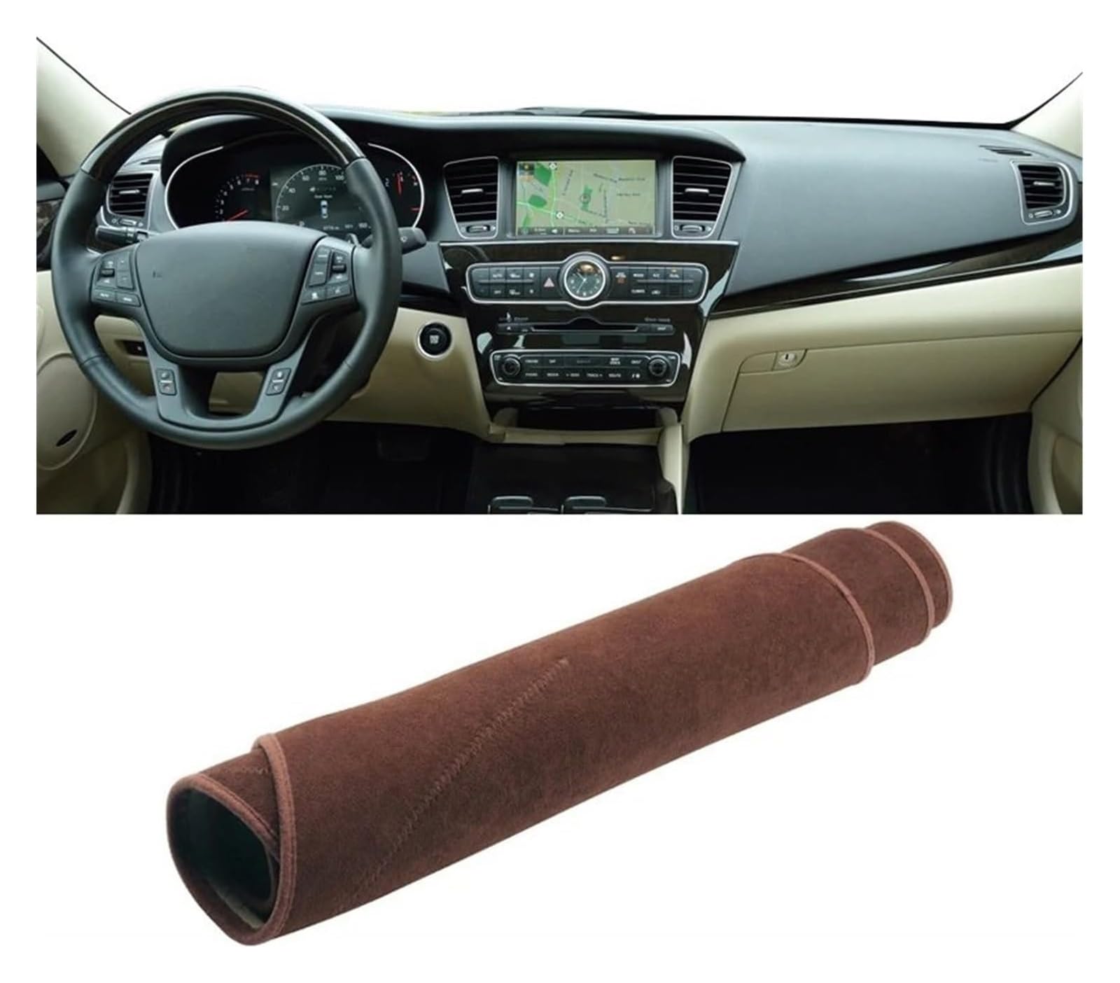 Auto Armaturenbrett Matte Für Kia Für Cadenza Für K7 2009 2010 2011 2012 2013 2014 2015 Auto Armaturenbrett Abdeckung Matte Sonnenschutz Instrumententafel Teppich(B LHD Brown) von ECKYGYCEPK