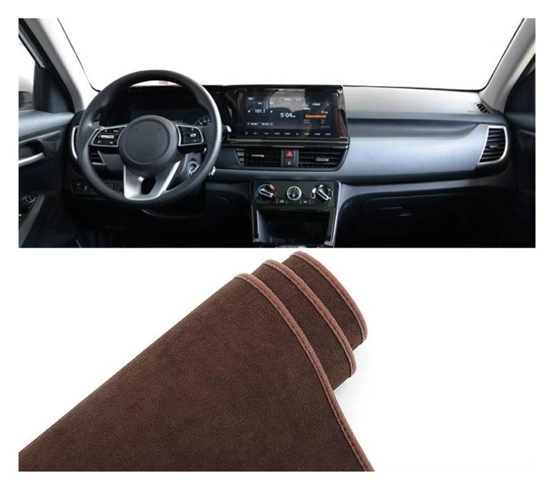 Auto Armaturenbrett Matte Für Kia Für Seltos Für SP2 2020 2021 2022 2023 2024 Auto Armaturenbrett Abdeckung Matte Sonnenschutz Teppich Pad(B Brown LHD) von ECKYGYCEPK