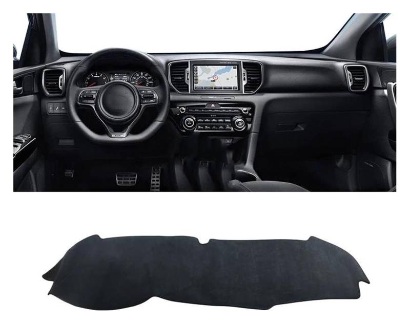 Auto Armaturenbrett Matte Für Kia Für Sportage 4 2016-2018 2019 2020 2021 Auto Armaturenbrett Abdeckung Matte Vermeiden Licht Pad Instrument Plattform Teppich(B Black LHD) von ECKYGYCEPK