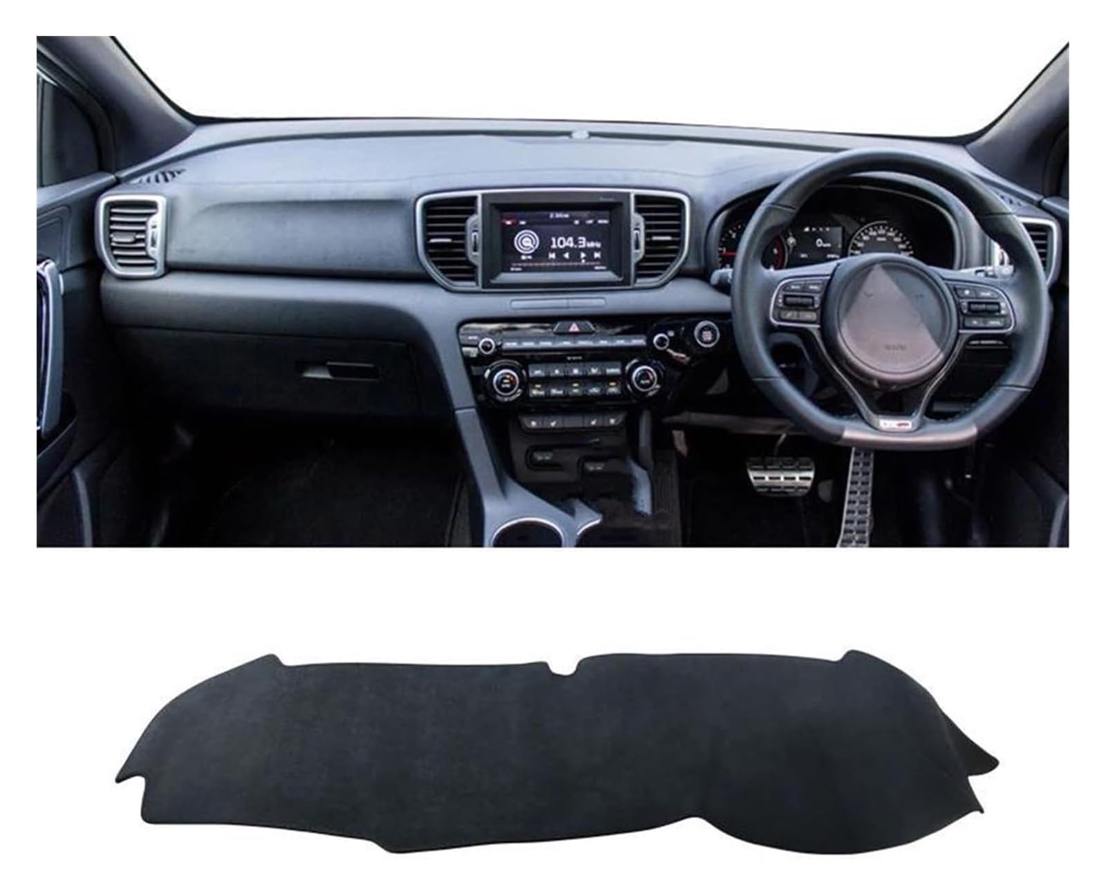 Auto Armaturenbrett Matte Für Kia Für Sportage 4 2016-2018 2019 2020 2021 Auto Armaturenbrett Abdeckung Matte Vermeiden Licht Pad Instrument Plattform Teppich(B Black RHD) von ECKYGYCEPK