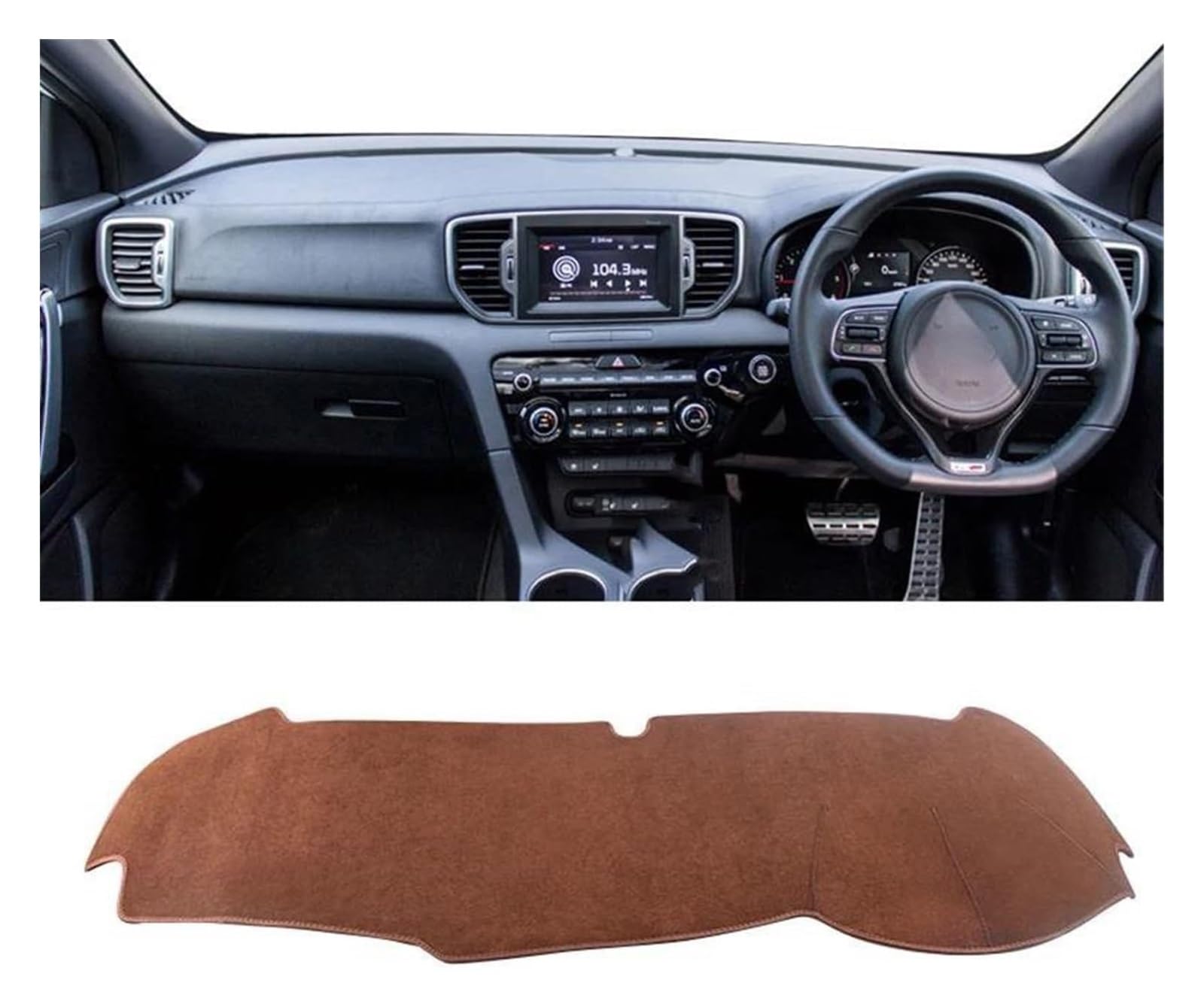Auto Armaturenbrett Matte Für Kia Für Sportage 4 2016-2018 2019 2020 2021 Auto Armaturenbrett Abdeckung Matte Vermeiden Licht Pad Instrument Plattform Teppich(B Brown RHD) von ECKYGYCEPK