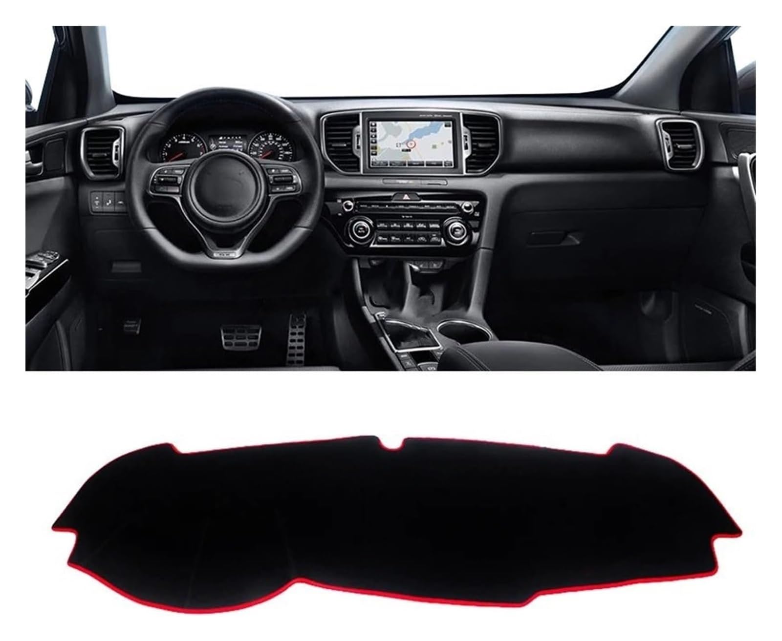 Auto Armaturenbrett Matte Für Kia Für Sportage 4 Für QL 2016 2017 2018 2019-2021 Auto Armaturenbrett Abdeckungsmatte Sonnenschutz Sie Licht rutschfeste Unterlage(A Red Side LHD) von ECKYGYCEPK