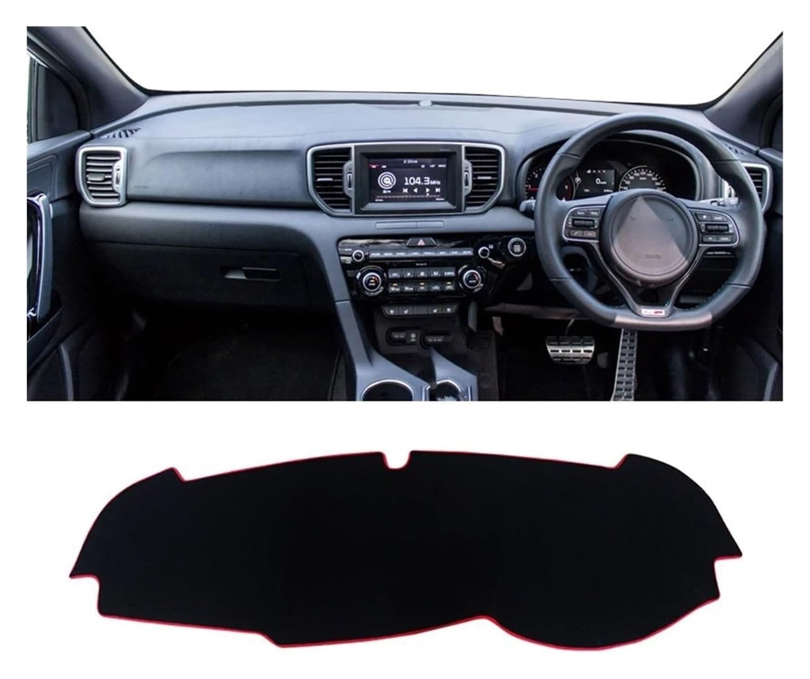 Auto Armaturenbrett Matte Für Kia Für Sportage 4 Für QL 2016 2017 2018 2019-2021 Auto Armaturenbrett Abdeckungsmatte Sonnenschutz Sie Licht rutschfeste Unterlage(A Red Side RHD) von ECKYGYCEPK
