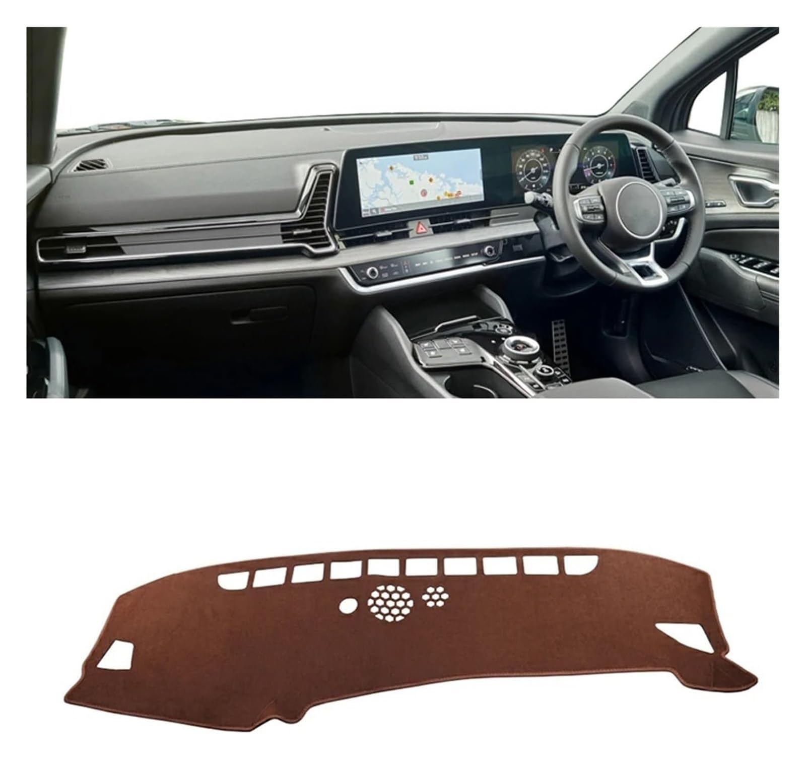 Auto Armaturenbrett Matte Für Kia Für Sportage Für NQ5 5 Für MK5 Für Hybrid X Für GT Für Line 2022-2024 Auto Armaturenbrett Abdeckungsmatte Instrumententisch Sonnenschutz(Brown RHD) von ECKYGYCEPK