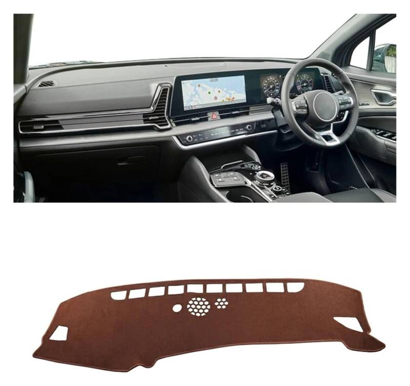 Auto Armaturenbrett Matte Für Kia Für Sportage Für NQ5 5 Für MK5 Für Hybrid X Für GT Für Line 2022-2024 Auto Armaturenbrett Abdeckungsmatte Instrumententisch Sonnenschutz(Brown RHD) von ECKYGYCEPK