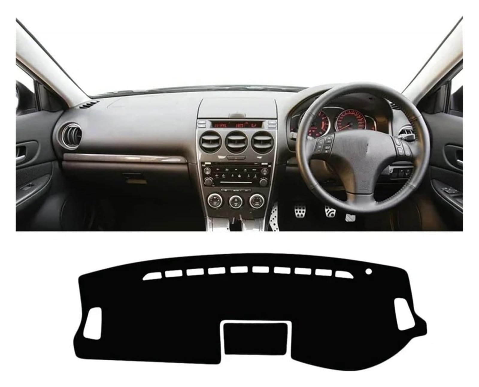 Auto Armaturenbrett Matte Für Mazda 6 Für GG 2002 2003 2004 2005 2006 2007 Auto Armaturenbrett Matte Instrument Schreibtisch Sonnenschutz rutschfeste Unterlage(A RHD Black Side) von ECKYGYCEPK