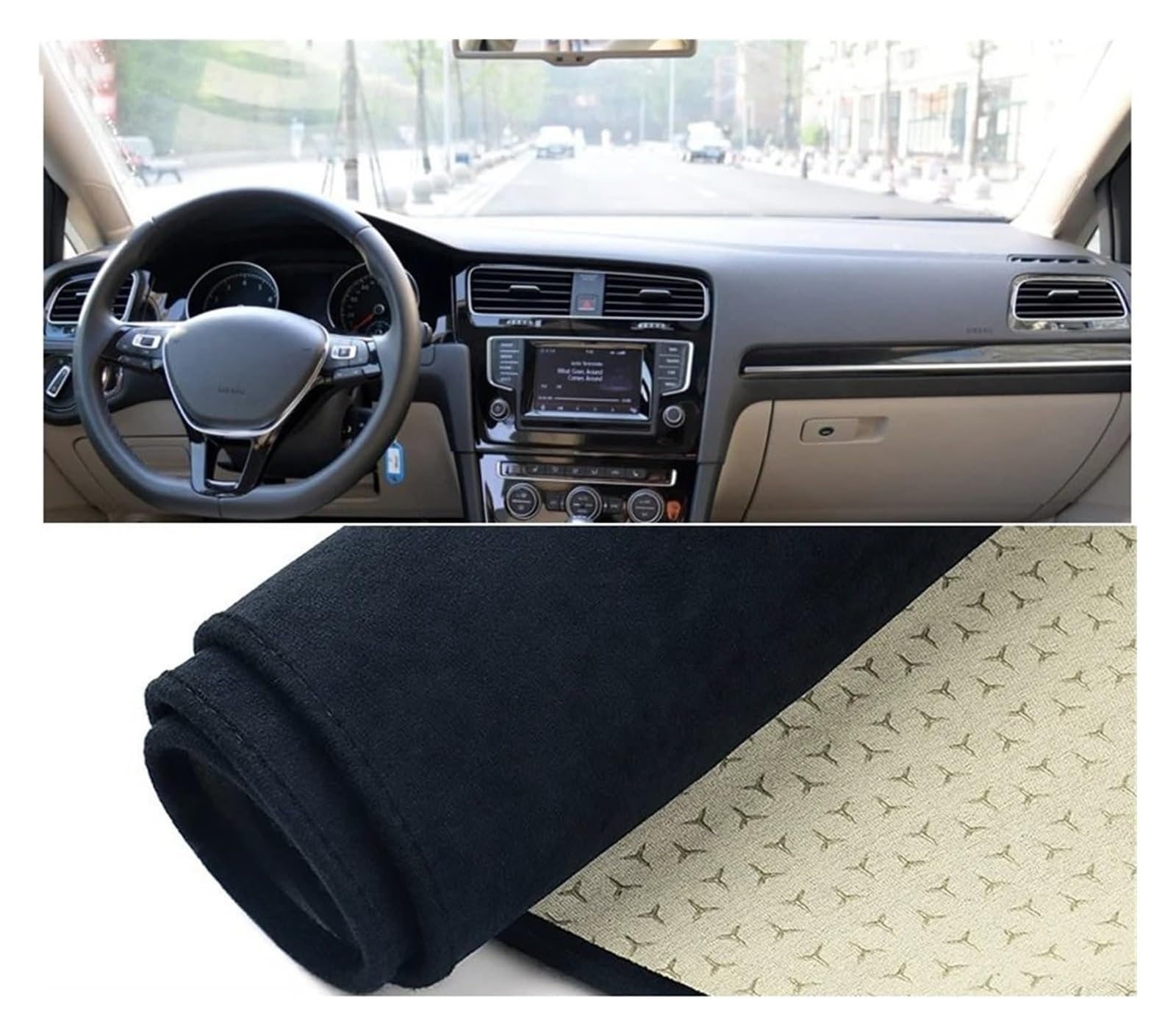 Auto Armaturenbrett Matte Für VW Für Golf 7 Für MK7 R Für Line Für GTI Für GTD 2013-2018 2019 Auto Armaturenbrett Abdeckung Sonnenschutz Pad Teppiche Matte(B Black) von ECKYGYCEPK